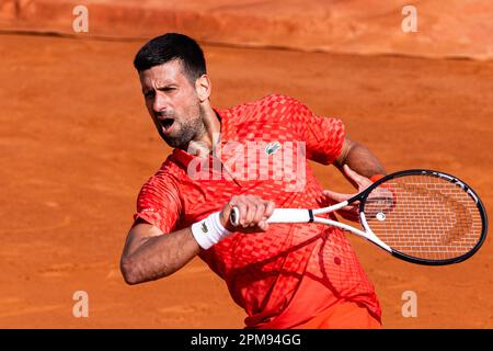 Monte Carlo, Monaco. 11th Apr, 2023. Monte-Carlo Country Club MONTE-CARLO, MONACO - APRILE 11: Novak Djokovic di Serbia gioca una prefazione contro Ivan Gakhov durante il terzo giorno del Rolex Monte-Carlo Masters al Monte-Carlo Country Club il 11 Aprile 2023 a Monte-Carlo, Monaco. (Foto di Marcio Machado/Eurasia Sport Images/SPP) (Eurasia Sport Images/SPP) Credit: SPP Sport Press Photo. /Alamy Live News Foto Stock