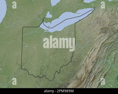 Ohio, stato degli Stati Uniti d'America. Mappa dell'altitudine colorata in stile wiki con laghi e fiumi Foto Stock