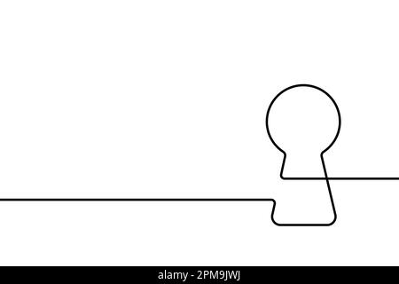 Icona keyhole. Blocco silhouette nero linea continua isolata su sfondo bianco. Lucchetto disegnato a mano. Disegno grafico segreto. Semplice blocco piatto Illustrazione Vettoriale