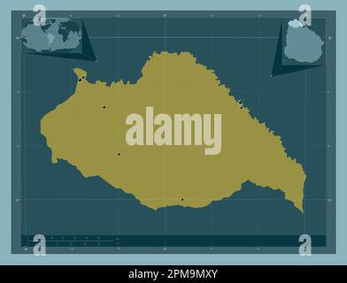 Artigas, dipartimento dell'Uruguay. Forma a tinta unita. Posizioni delle principali città della regione. Mappe delle posizioni ausiliarie degli angoli Foto Stock