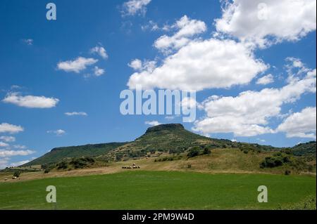 Valle dei vulcani. Logudoro Meilogu.Paesaggio vicino a Siligo. Sardegna. Italia Foto Stock