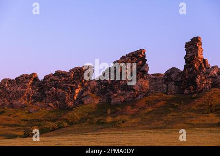 Parete del Diavolo Harz nella luce della sera Foto Stock