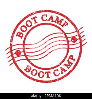 BOOT CAMP, testo scritto su un timbro postale rosso grungo. Foto Stock