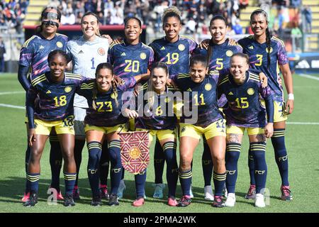 Roma, Lazio. 11th Apr, 2023. Colombia inizia la formazione durante la partita di calcio femminile Italia contro Colombia, Roma, Italia, 11st aprile 2023 AllShotLive/Sipa USA Credit: Sipa USA/Alamy Live News Foto Stock