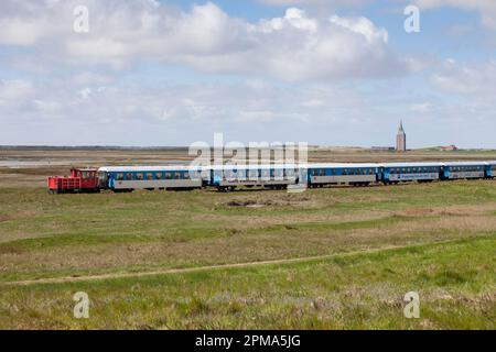 Isola ferroviarie, Wangerooge, Est Frisone Isola, Frisia orientale, Bassa Sassonia, Germania Foto Stock