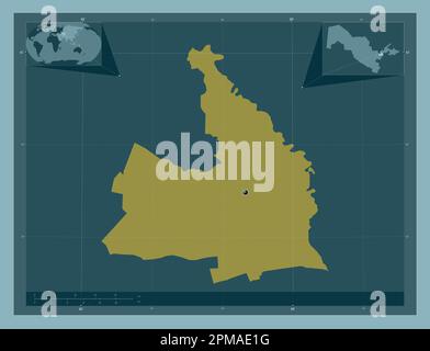 Sirdaryo, regione dell'Uzbekistan. Forma a tinta unita. Mappe delle posizioni ausiliarie degli angoli Foto Stock