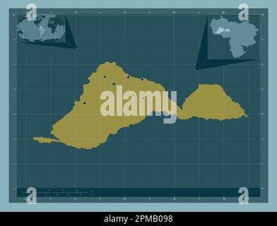 Barinas, stato del Venezuela. Forma a tinta unita. Posizioni delle principali città della regione. Mappe delle posizioni ausiliarie degli angoli Foto Stock