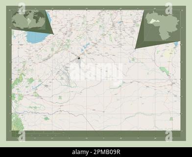 Barinas, stato del Venezuela. Aprire la mappa stradale. Mappe delle posizioni ausiliarie degli angoli Foto Stock