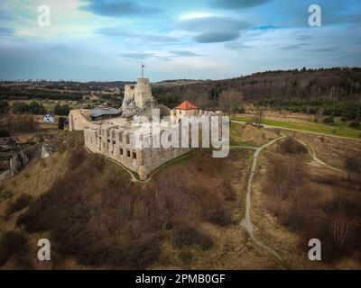 Rovine del castello di Rabsztyn, Polonia. Foto Stock