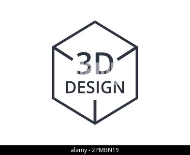 Icona di Design Packaging monocromatico 3D. Illustrazione vettoriale. Illustrazione Vettoriale