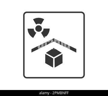 Simbolo di protezione monocromatica da sorgenti radioattive. Concetto di simboli di imballaggio. Illustrazione Vettoriale