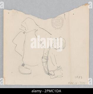 Disegno, Donna; Robert Frederick Blum (americano, 1857–1903); USA; grafite su carta ovata; 11 x 10,1 cm (4 5/16") x 4 poll.) Foto Stock