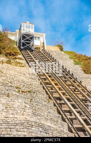 Il West Cliff Lift su Bournemouth Beach, Dorset, Regno Unito Foto Stock