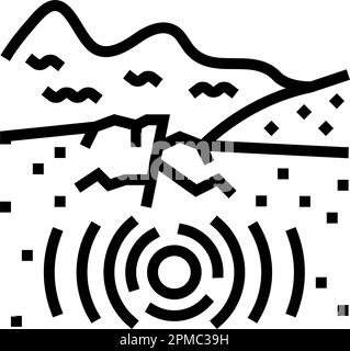 immagine vettoriale icona linea terremoto tsunami Illustrazione Vettoriale