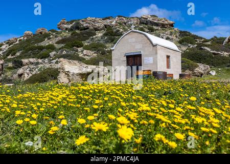 St George's Chapel nella baia di Kormacit, nella parte settentrionale di Cipro. Livera, Cipro Foto Stock