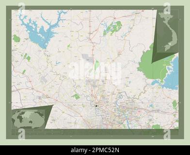 Binh Duong, provincia del Vietnam. Aprire la mappa stradale. Mappe delle posizioni ausiliarie degli angoli Foto Stock