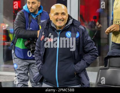 Milano, Italia. 12th Apr, 2023. Milano Aprilr 12 G. Meazza Stadium UEFA Champions League 2022/23 AC Milano - SSC Napoli nella Foto : Luciano Spalletti coach napoli Credit: Christian Santi/Alamy Live News Foto Stock