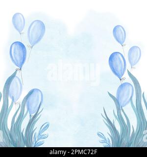 Acquerello illustrazione di un palloncino blu. Immagine isolata su sfondo  bianco. Festosa disegno a mano Foto stock - Alamy