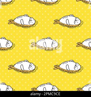 Seal senza cuciture modello walrus mare leone nuoto vettore iceberg carta da parati isolato sfondo giallo Illustrazione Vettoriale