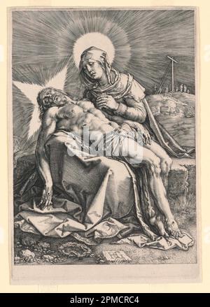 Stampa, Pieta; disegnato da Hendrik Goltzius (Olanda, 1558 – 1617); Olanda; incisione su carta steso biancastra; 1950-30-21 Foto Stock