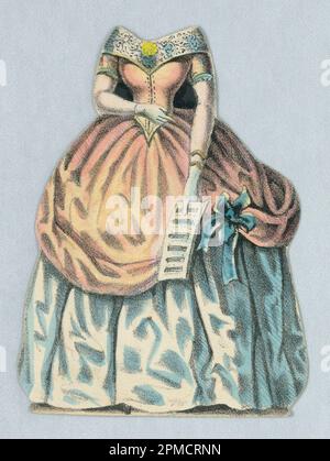 Stampa, Jenny Lind Paper Doll Costume, Singer in Concert-Toilette; lthograph su carta bianca in vove Foto Stock