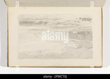 Libro di schizzo Folio, Waves Breaking on Beach with Cliffs; William Trost Richards (americano, 1833–1905); USA; grafite su carta color panna; 10,3 x 17 cm (4 1/16 x 6 11/16 pollici) Foglio: 13,7 x 21,5 cm (5 3/8 x 8 7/16 pollici) Foto Stock