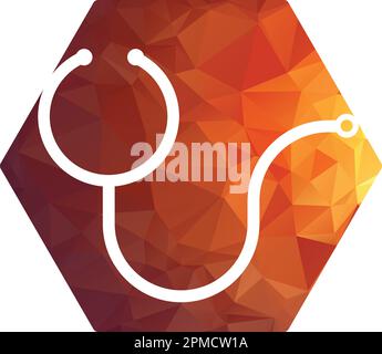 Modello di logo Health Consult. Stetoscopio isolato sulla bolla chat simbolo stetoscopio logo vettore di progettazione Illustrazione Vettoriale