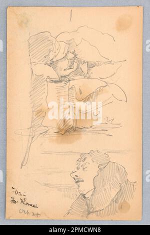 Disegno, passeggeri sul treno per Roma; Francis Augustus Lathrop (americano, 1849 - 1909); USA; grafite su carta; 14,7 x 9,3 cm (5 13/16 x 3 11/16 poll.); 1914-38-342 Foto Stock