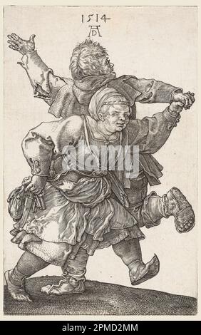 Stampa, i contadini danzanti; Albrecht Dürer (tedesco, 1471–1528); Germania; incisione su carta posata; 11,8 x 7,4 cm (4 5/8 x 2 15/16 pollici); 1950-87-6 Foto Stock