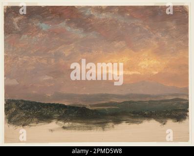 Disegno, Tramonto sulle Catskills; Frederic Edwin Church (americano, 1826–1900); USA; dipinto a olio su cartone; 28,3 x 38,0 cm (11 1/8 x 14 15/16 pollici) Foto Stock