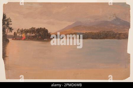 Disegno, Mt. Katahdin di Togue Pond; Frederic Edwin Church (americano, 1826–1900); USA; pennello e vernice ad olio, grafite su cartone; 30,5 x 50,5 cm (12 x 19 7/8 in.) Foto Stock