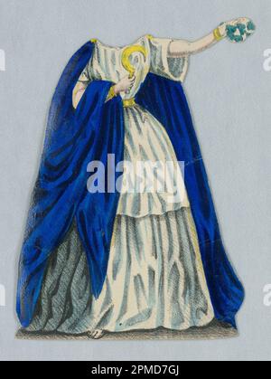 Stampa, Jenny Lind Paper Doll Costume, norma dell'opera 'norma'; litografia su carta bianca Foto Stock