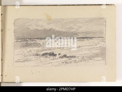 Sketchbook Folio, Study of Rough Waves Breaking on Beach; William Trost Richards (americano, 1833–1905); USA; grafite su carta color panna, rilegata; 8,1 x 15,4 cm (3 3/16 x 6 1/16 in.), foglio irregolare: 12,8 x 19,2 cm (5 1/16 x 7 9/16 in.) Foto Stock