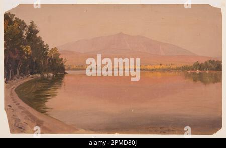 Disegno, Mt. Katahdin di Togue Pond; Frederic Edwin Church (americano, 1826–1900); USA; olio su cartone; 30,4 x 50,6 cm (11 15/16 x 19 15/16 pollici) Foto Stock