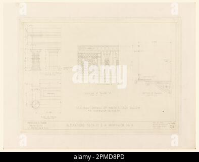 Disegno, modifiche a 14 15 16 Washington Square North, schizzo n. 24; ditta: Maynicke & Franke; USA; grafite su carta crema montata a bordo; tappetino: 56 x 71 cm (22 1/16 x 27 15/16 poll.) 46,7 x 61,3 cm (18 3/8 x 24 1/8 pollici); 1923-43-1-b Foto Stock