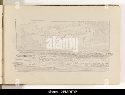 Sketchbook Folio, Light Sketch of Waves on Beach; William Trost Richards (americano, 1833–1905); USA; grafite su carta color panna, rilegata; 8 x 15,2 cm (3 1/8 x 6 in.), foglio irregolare: 12,8 x 19,2 cm (5 1/16 x 7 9/16 in.) Foto Stock