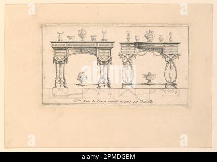 Stampa, Un piatto di 'Primiere Suite de Vases'; Print Maker: Charles de Wailly (francese, 1730-1798); Francia; incisione su carta; 18,2 x 26,3 cm (7 3/16 x 10 3/8 pollici) Foto Stock