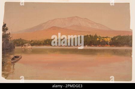 Disegno, Mt. Katahdin da Togue Pond; Frederic Edwin Church (americano, 1826–1900); USA; grafite, olio su cartone Foto Stock