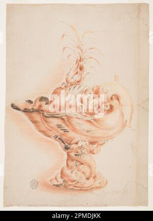 Disegno, disegno per un calice fantastico; cerchio di Jan Lutma (olandese, ca. 1584 - 1669); Paesi Bassi; gesso rosso, pennello e acquerello, aumento del bianco ossidato su carta steso; foglio: 40,3 x 28,6 cm (15 7/8 x 11 1/4 pollici) Foto Stock