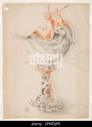 Disegno, disegno per un calice fantastico; cerchio di Jan Lutma (olandese, ca. 1584-1669); Paesi Bassi; gesso, pennello e lavaggio, gouache su carta; 31,2 x 41,3 cm (12 5/16 x 16 1/4 pollici) Foto Stock