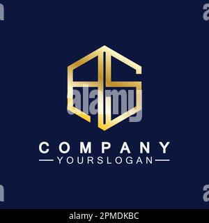 Lettere alfabetiche monogramma logo AS,SA,A e S, elegante e professionale colore oro lettera icona design Illustrazione Vettoriale