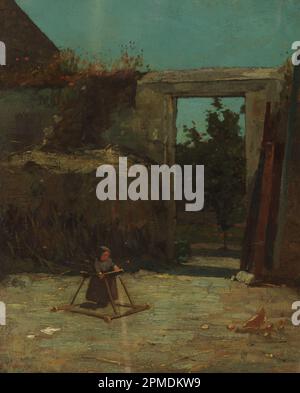 Pittura, Farmyard francese; Winslow Homer (americano, 1836–1910); Francia; pennello e vernice ad olio su pannello di legno; 46 x 36,5cm (18 1/8 x 14 3/8in.) Foto Stock