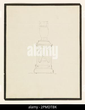 Disegno, progettazione per urna su stand; John Nash (1752 – 1835); Inghilterra; grafite su carta bianca; 22,7 x 18,3 cm (8 15/16 x 7 3/16 in.) Foto Stock