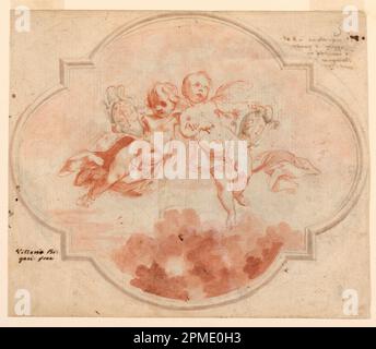 Disegno, soffitto; Vittorio Maria Bigari (1692–1776); Italia; gesso rosso, rosso, grigio chiaro supporto lavaggio: Carta; 21,7 x 25,5 cm (8 9/16 x 10 1/16 pollici) Foto Stock