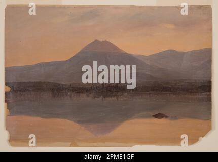 Disegno, Mt. Katahdin dal lago Katahdin; Frederic Edwin Church (americano, 1826–1900); USA; pennello e olio su carta; 30,4 x 44 cm (11 15/16 x 17 5/16 pollici) Foto Stock