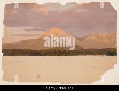 Disegno, Mt. Katahdin dal lago Katahdin; Frederic Edwin Church (americano, 1826–1900); USA; pennello e vernice ad olio su cartone; 31,6 x 44,2 cm (12 7/16 x 17 3/8 pollici) Foto Stock