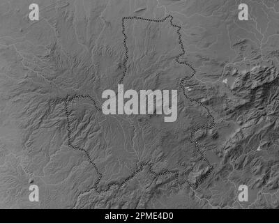 ak Nong, provincia del Vietnam. Mappa in scala di grigi con laghi e fiumi Foto Stock