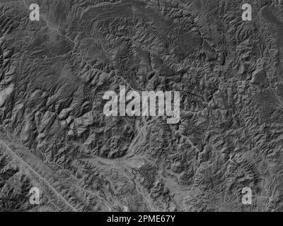 Ha Giang, provincia del Vietnam. Mappa in scala di grigi con laghi e fiumi Foto Stock