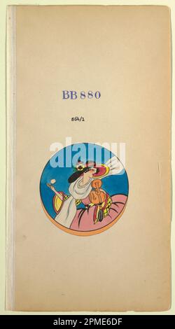 Disegno, design per una compatta; Made for Noritake; Giappone; pennello e gouache su carta crema; 29,3 x 15,7 cm (11 9/16 x 6 3/16 pollici) Tappetino: 35,7 x 45,8 cm (14 1/16 x 18 1/16 pollici); 1985-14-30 Foto Stock