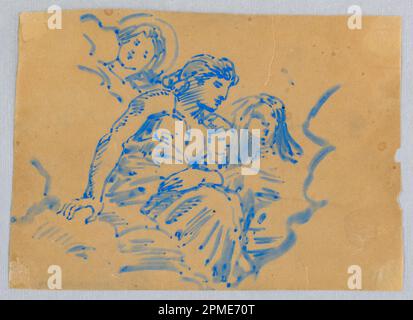 Disegno, studio delle figure celesti; Francis Augustus Lathrop (americano, 1849 - 1909); USA; pennello e acquerello blu su carta da ricalco; 13,4 x 18,7 cm (5 1/4 x 7 3/8 poll.); 1914-38-172 Foto Stock